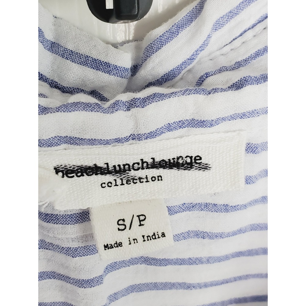 Beachlunchlounge Striped Button Down Shirt Blue White Short Sleeve Casual S - Picture 4 of 5